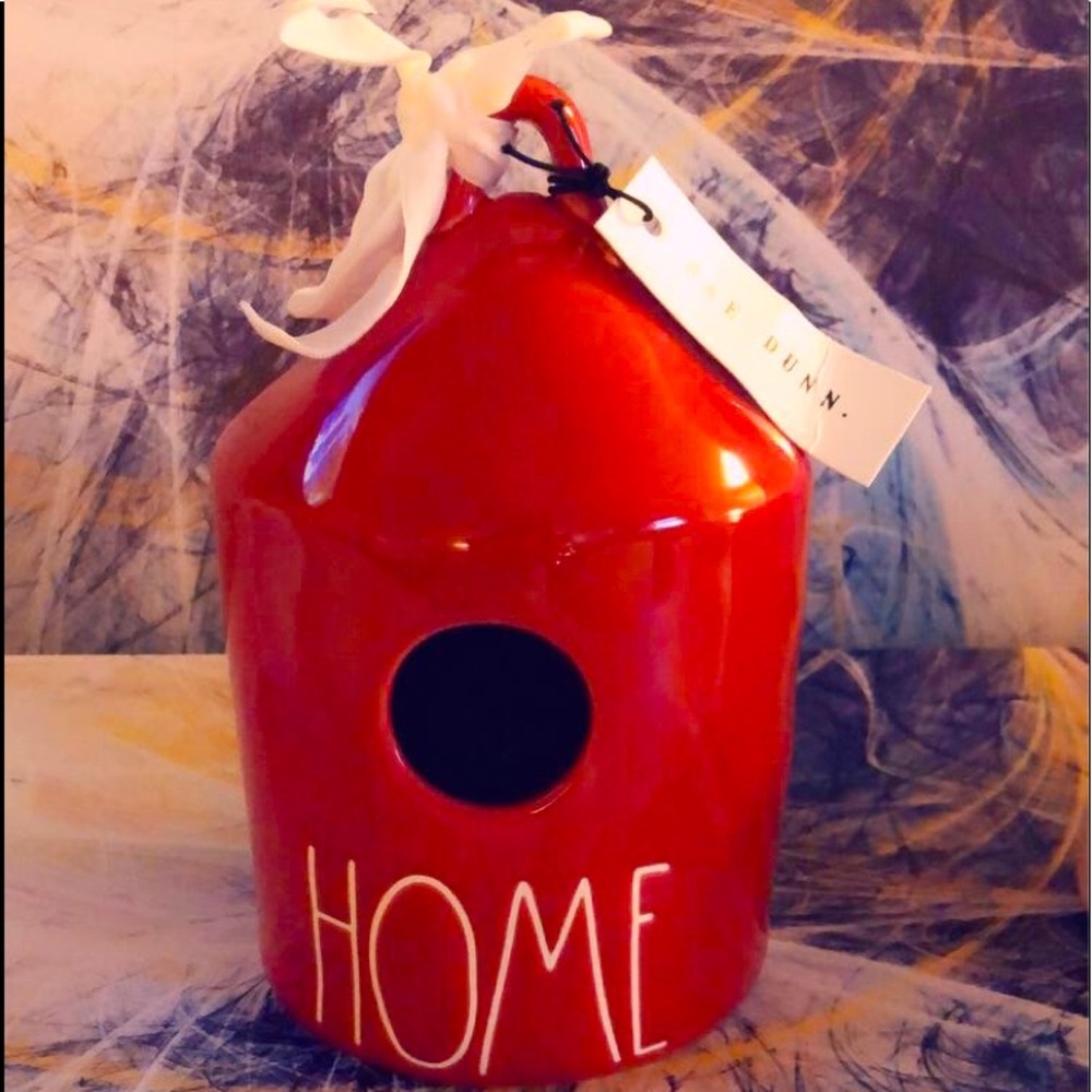 Red birdhouses.